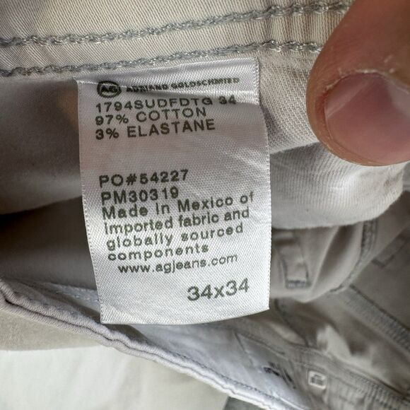 S Adriano Goldschmied Pants Men's 34x29 Grey AG The Everett Slim Straight Chino - Picture 10 of 11